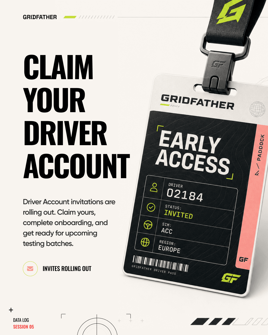 GridFather Driver Account claim graphic for Early Access onboarding